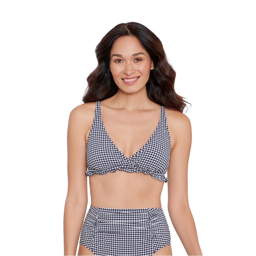 NWT DRAPER JAMES RSVP Ruffled Triangle Swim Top Size XL